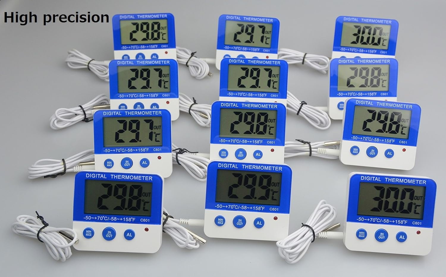 ABCISI Fridge Freezer Thermometer, Max/Min Memory High & Low Temperature Alarms Settings with LED Indicator Digital Refrigeration Thermometer with Magnetic, Stander 2 Pack