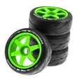 thumbnail image 1 of 4 Pieces Rubber Tire Wheel Tyre Parts for 1:8 Scale Crawler Vehicles Model Green, 1 of 8