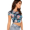 thumbnail image 2 of Women's Basic Short Sleeve Scoop Neck Crop Top, 2 of 5