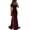 Wine Red, variant on Joernso Elegant V-Neck Off Shoulder Maxi Dress Sequin Pleated Short Sleeve Waist Tight Evening Party Prom Dress Slim Split Long Dress