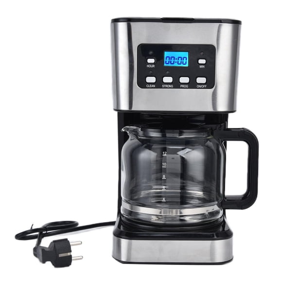 Cafetera por goteo de 1,5 l, cafetera de 12 tazas con temporizador de extracción automática para el hogar y la cafetería, enchufe europeo de 220-240V