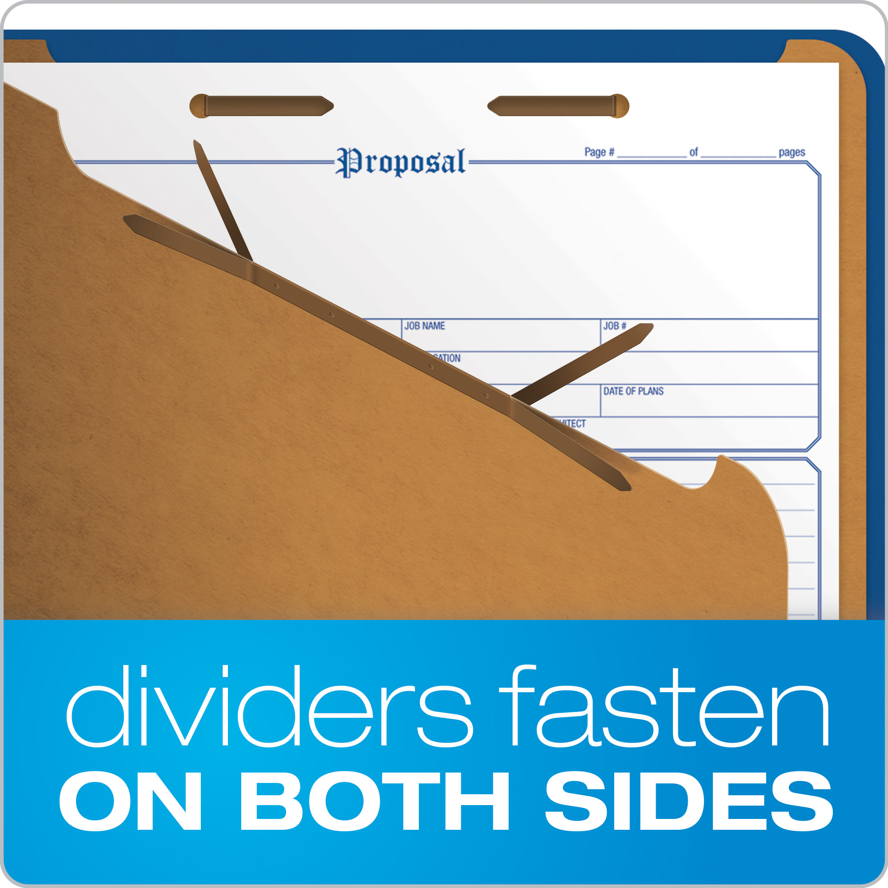 Pendaflex® Classification Folders, Standard, 2 Dividers, Embedded Fasteners, 2/5 Cut Tab, Dark Blue, Legal, 10/BX, 5 BX/CT