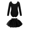 thumbnail image 4 of iiniim Girls Long Sleeve Ballet Dance Gymnastics Leotard Dress with Tutu Skirt Ballerina Dancewear Black 3, 4 of 7