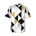 thumbnail image 4 of Gold Black And White Triangle Pattern Men's 3d Print Casual Button Down Shirts, Novelty Hawaiian Short Sleeves Xl, 4 of 8