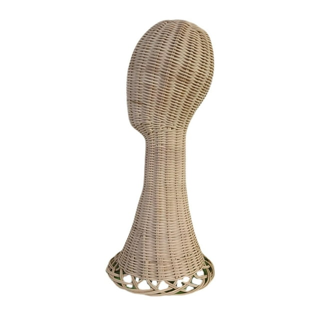 Maniquí cabeza de maniquí, soporte para pelucas, estante ligero de ratán para sombrero, soporte de exhibición para auriculares, bufanda, diademas, gaf 50 centímetros