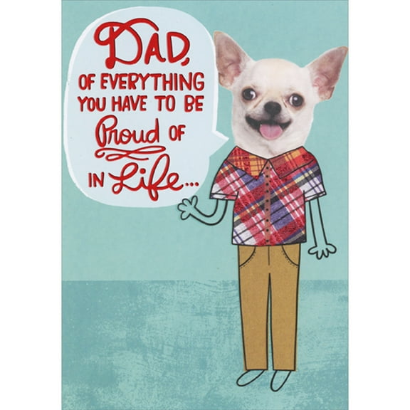 Designer Greetings White Dog with Human Body Wearing Red Foil Striped Shirt Funny / Humorous 3D Spring Activated Pop Out Father's Day Card for Dad from Son