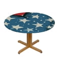 thumbnail image 3 of nygtbtfer Fitted Tablecloth for Round Table, Red Blue USA Flag Love Table Cover with Elastic Edge Table Cloth,Eucalyptus Retro Linen Table Covers for Kitchen Indoor Outdoor Party 54-58, 3 of 8