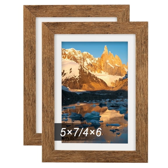 5x7 Picture Frames Rustic Wood, Density Board & Acrylic Picture Frames with Back Stand for Home Decor, Tabletop Display 2pcs