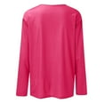 thumbnail image 5 of Duoif Women's Tops Women's Round Neck Long Sleeve Top Solid Color Casual T Shirt Tshirts Shirts for Women Watermelon Red L, 5 of 5