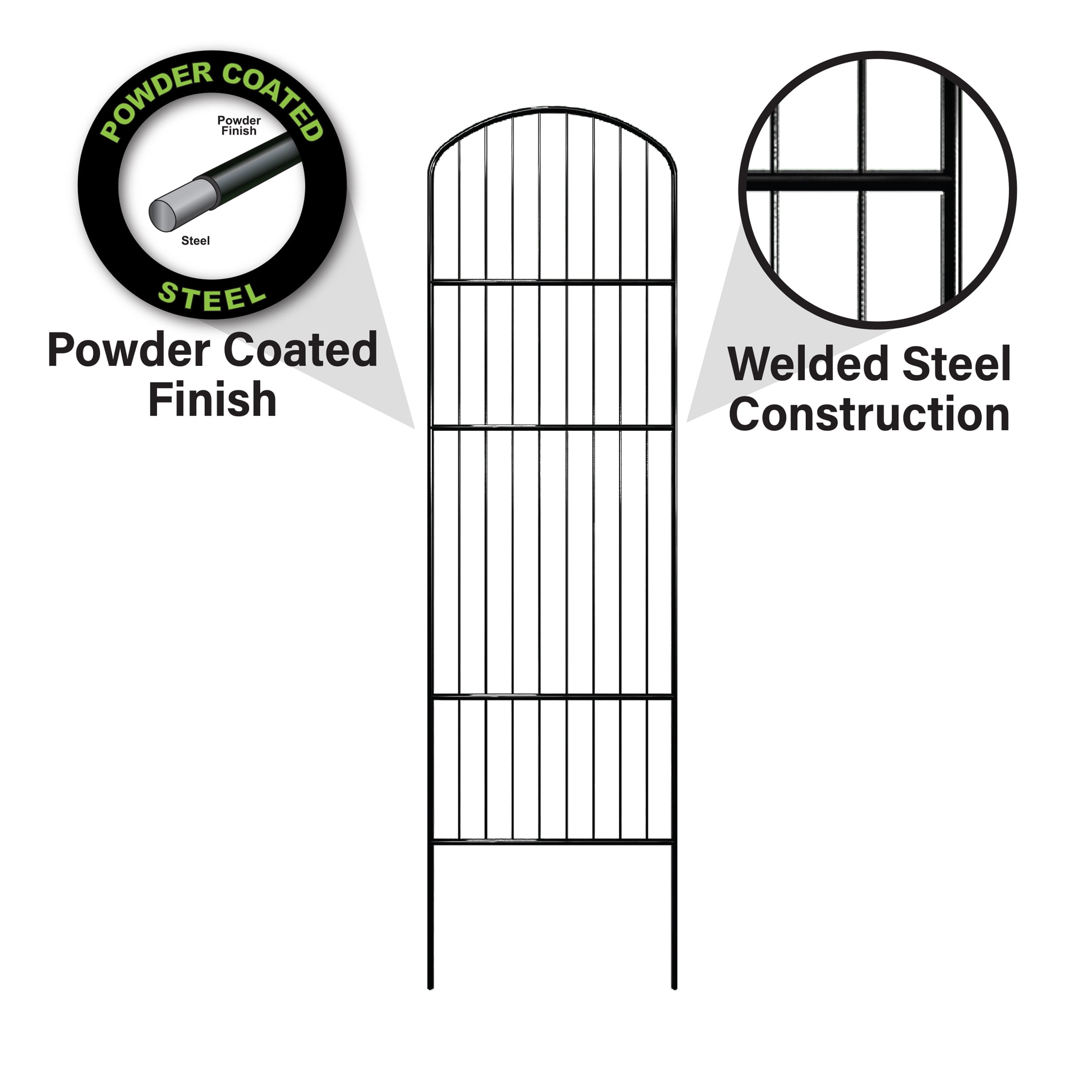 Expert Gardener 72in H x 20.5in W Black Powder-Coated Steel Arched Lawn and Garden Trellis with spiked feet