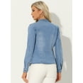 thumbnail image 3 of DARING DIVA Women's Classic Stand Collar Denim Jacket M Light Blue, 3 of 6