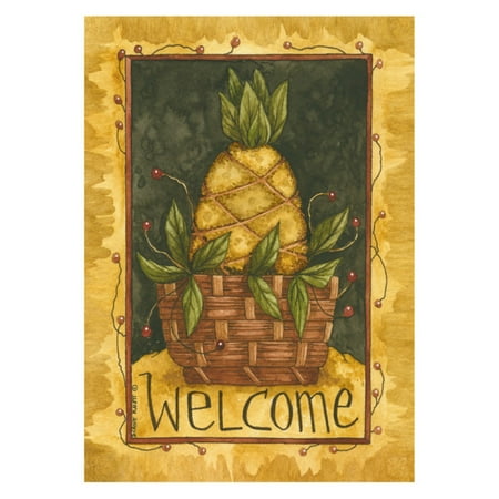 Pineapple Welcome House - Toland Home Garden Pineapple Basket Flag