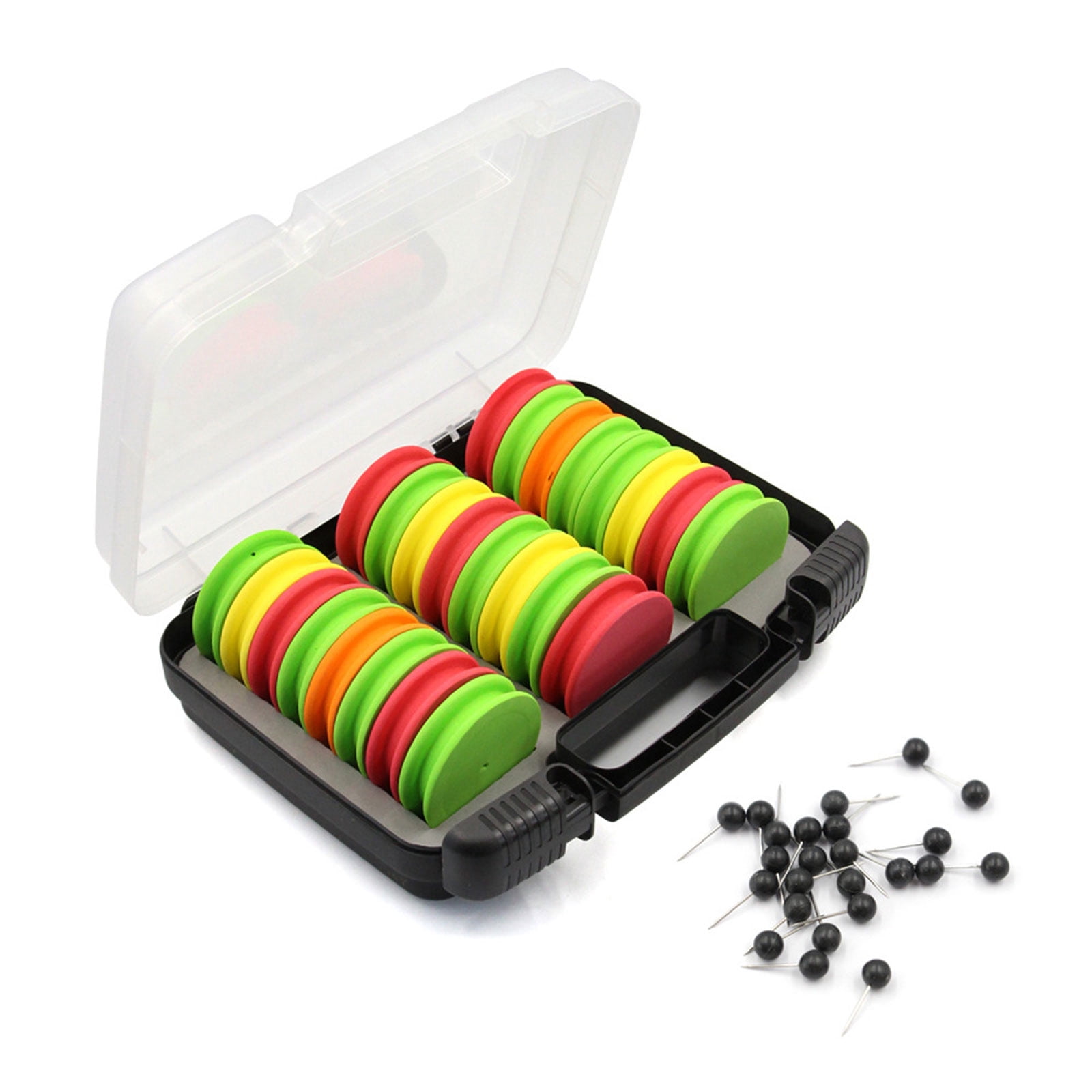 KUFptva 24Pcs Round Fishing Line Foam Spools Winding Board with Fishing Tackle Box Fishing Line Holder Storage Organizers