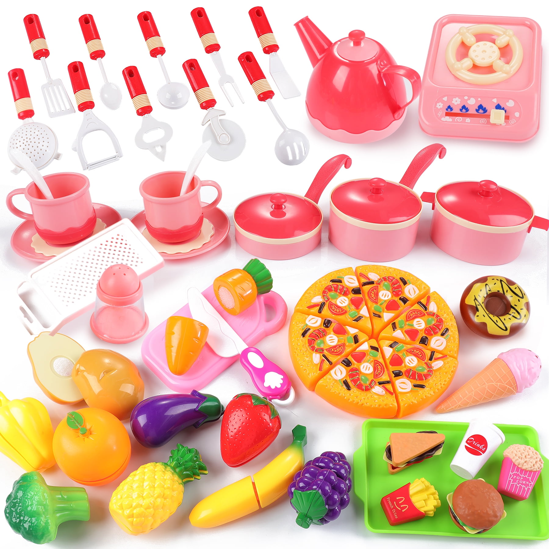 5pcs/set Baby Pretend Play Kitchen Toys Kid's Utensils Cooking Pots For Doll OC 
