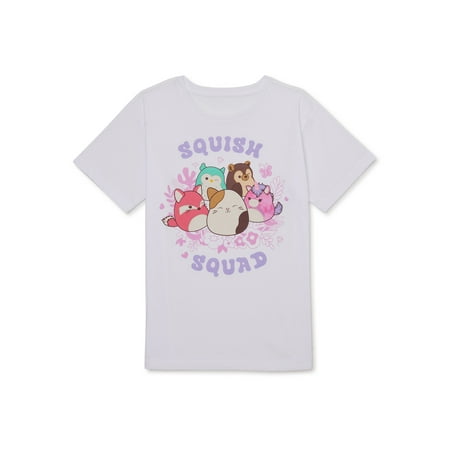 Squish Squad Girls Graphic Crew Neck Short Sleeves T-Shirt Sizes 4-16