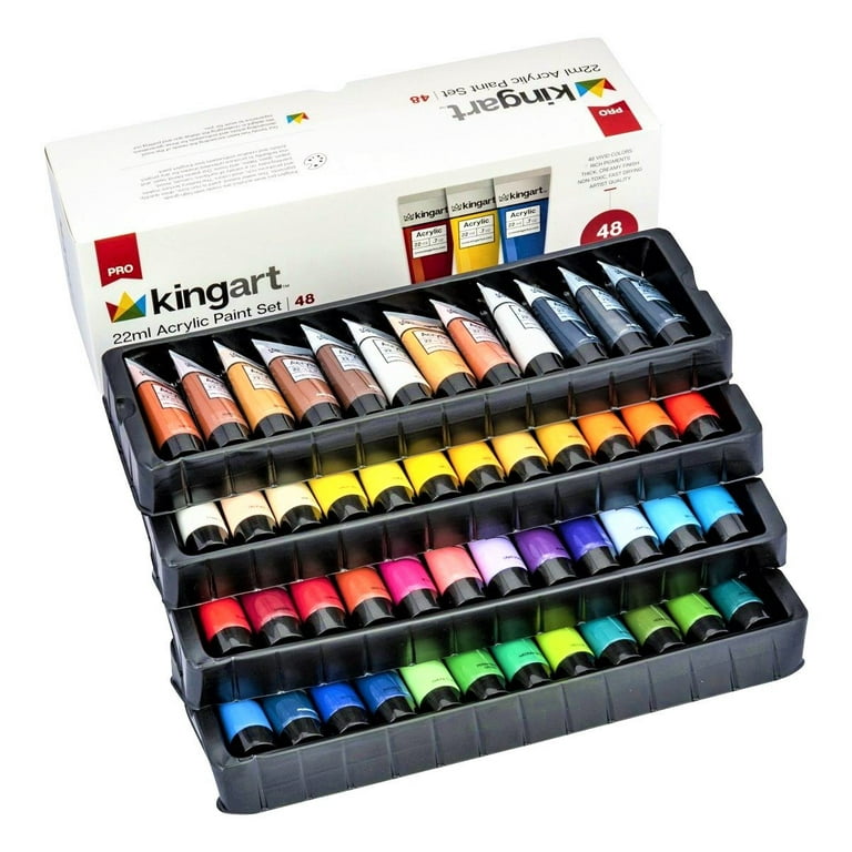 KINGART PRO Artist Acrylic Paint, 22ml (0.74oz), Set of 48 Colors 