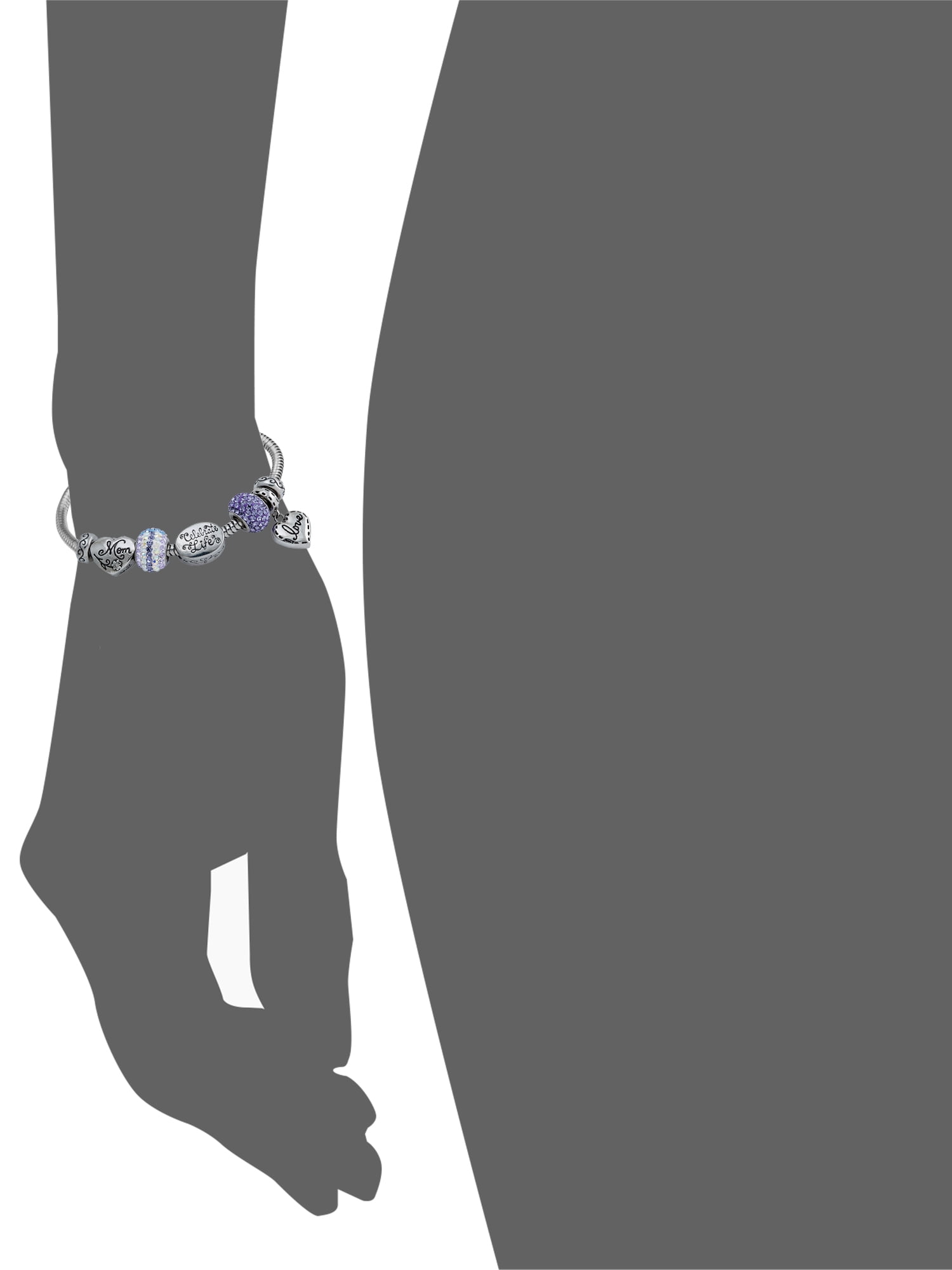Connections From Hallmark Stainless Steel Limited Edition Mom Charm Bracelet Set