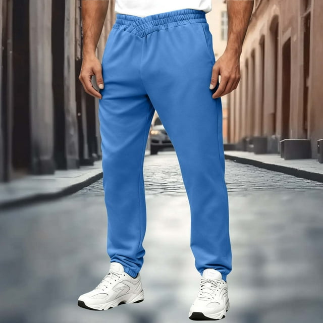 Pisexur Pantalon de Survêtement pour Hommes Mode Taille Élastique Croisée Pantalon de Survêtement pour Hommes Classique Décontracté Joggers pour Hommes Confortable Léger Bas Resserré Pantalon pour Hommes P-2TG Bleu
