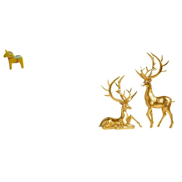 Figura de escritorio,Estatua tradicional sueca del caballo de Dala,Figura creativa del caballo Dalecarliano,Estatua de escultura de ciervo,Estatuas de ciervos en pareja para decorar la entrada