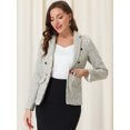thumbnail image 2 of Disfraz de Halloween Chaqueta de mujer elegante a cuadros de manga larga con solapa frontal abierta de tweed Blanco negro S, 2 of 6