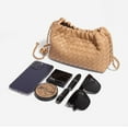 thumbnail image 4 of Woven Bucket Bag Stylish Chain Crossbody Bag Women Cloud Ruched Shoulder Purse, 4 of 10