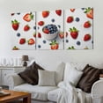 thumbnail image 2 of Nawypu Canvas Print Wall Art Strawberry Blueberry Pattern Picture Painting Modern Giclee Framed Artwork for Kitchen/Bathroom/Office/Livingroom/Bedroom Wall Decor 12''x16''X3 Panels, 2 of 4