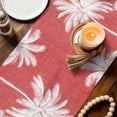 thumbnail image 3 of Coral Red Palm Trees Table Runner 72 Inches, Farmhouse Tropical Summer Beach Bed Runner Dresser Scarves Tabletop for Indoor Outdoor Parties/Ceremony/Banquet, 16" x 72", 3 of 9
