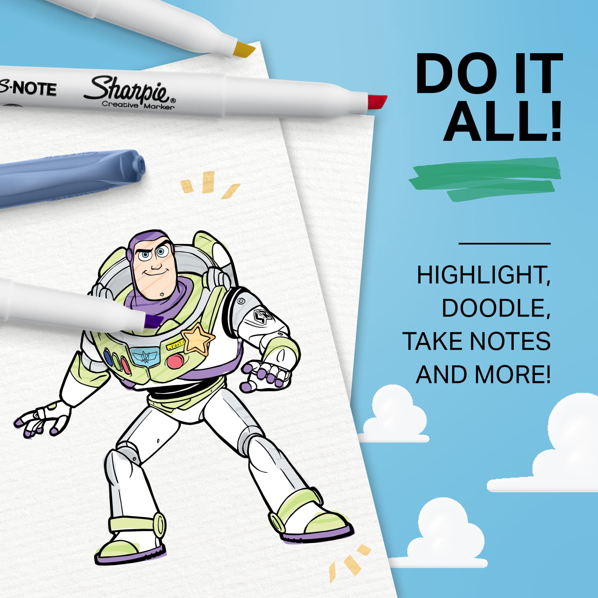 Sharpie S-Note Creative Highlighters, Toy Story 5 Packaging, Chisel Tip, Assorted, 24 Count