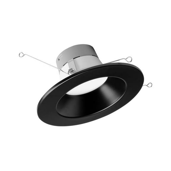NICOR Lighting DLR56609120SBK DLR56(v6) 5/6-inch Black 900 Lumen Selectable Recessed LED Downlight