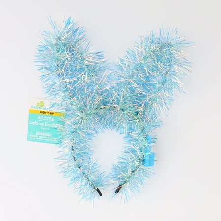 Way To Celebrate Light Up Tinsel Headband, Bunny, Blue
