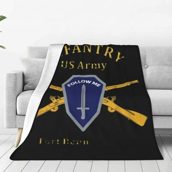 Infantry Us Army Fort Benning Ga Funny Guns With Sword Fleece Blanket Super Soft Cozy Throw Blanket, Lightweight Fuzzy Comfy Flannel Blanket Warm Plush Throw Blankets For Couch, Sofa, Bed
