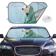 thumbnail image 2 of Haiem Dog Wrapped in Towel Car Windshield Sun Shade - Blocks UV Rays Sun Visor Protector, Sunshade to Keep Your Vehicle Cool, Universal Fit SUV Van Sedan-Medium, 2 of 7