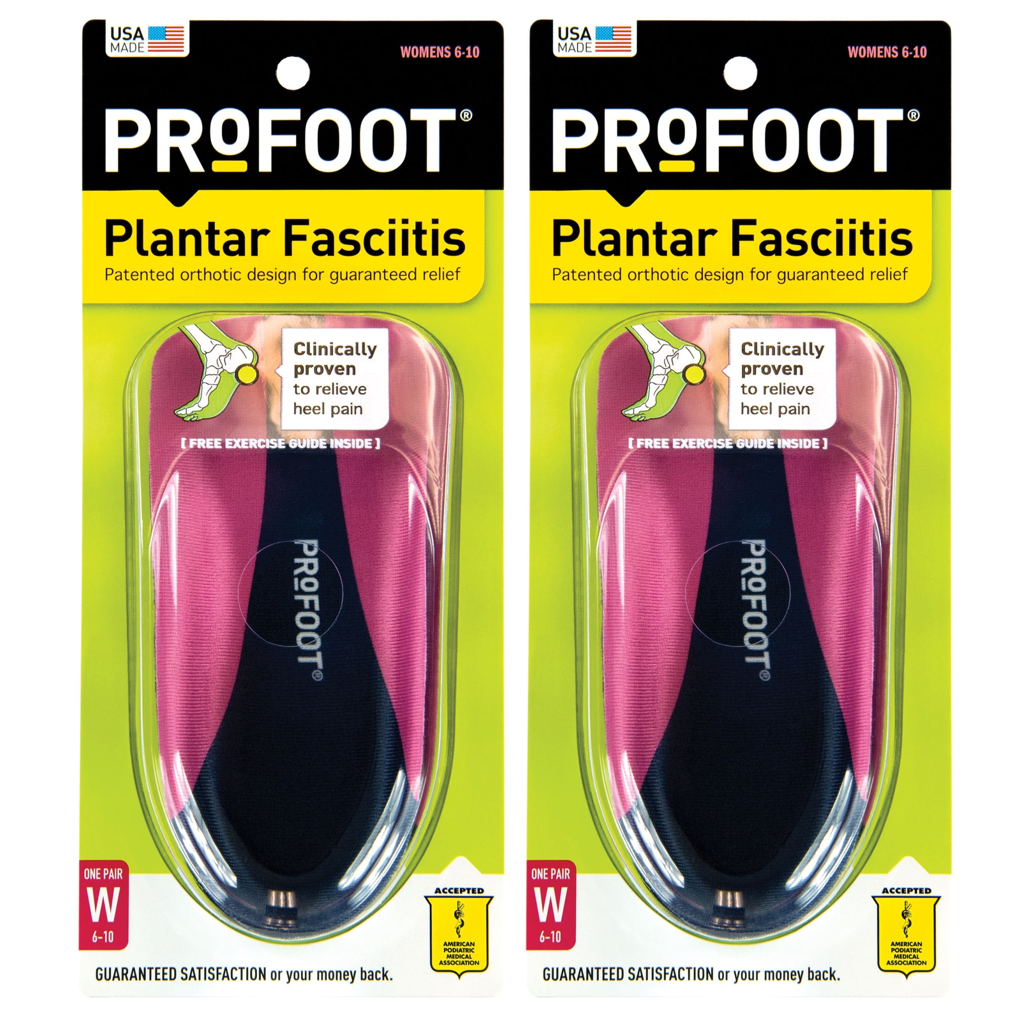 PROFOOT Plantar Fasciitis Orthotics, Women's 6-10, 1 Pair []