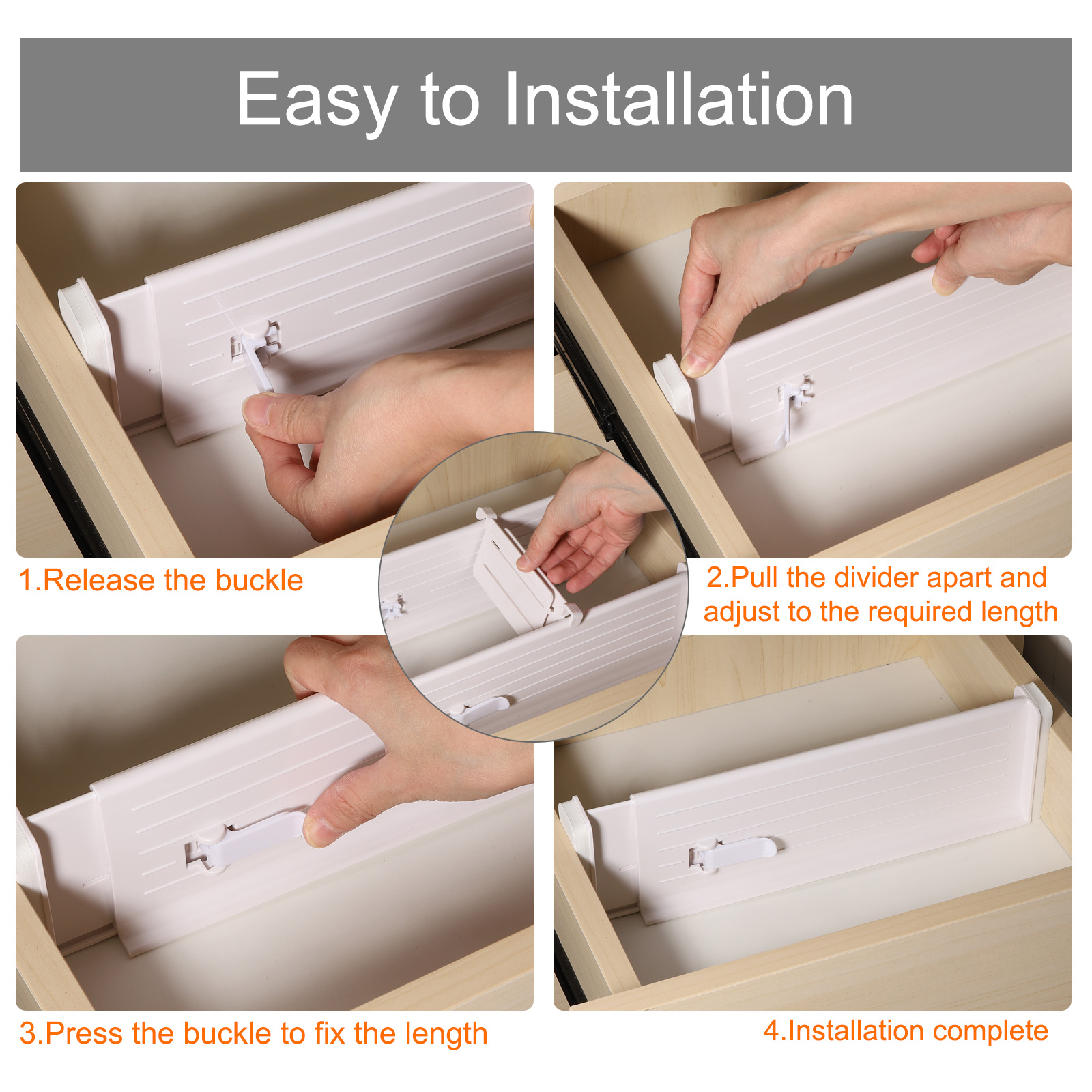 Unique Bargains Plastic Drawer Dividers Adjustable Kitchen Storage Tray White