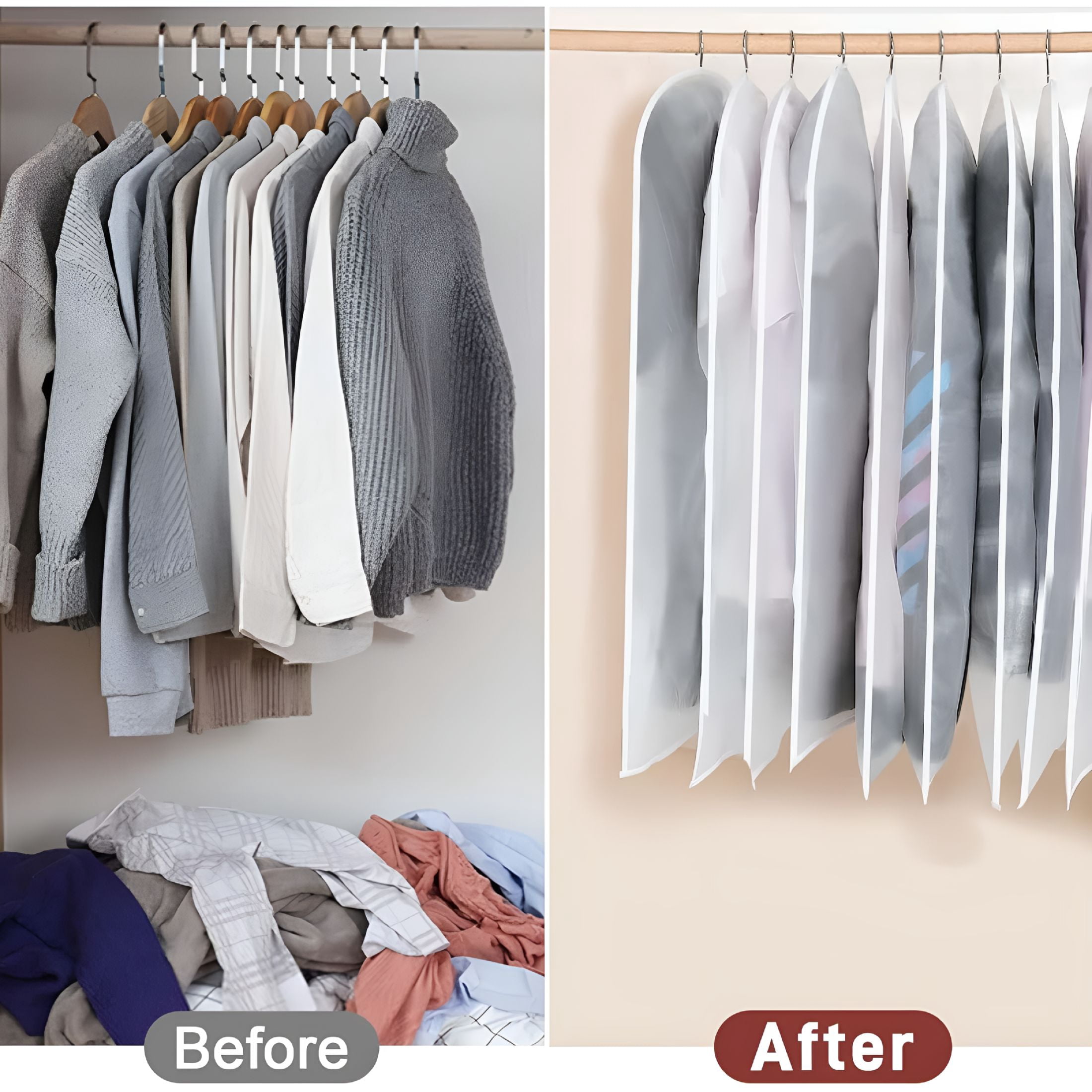 LAMIRO 15 Pack Large Clear Garment Bags-Moth Proof Garment Bags, Garment Cover, Hanging, Dress Garment Bags Storage for Travel (40"X 24")