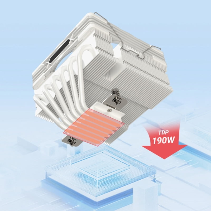 Efficient Down Flows 6 Heat Pipe CPU Air Coolers with ARGB Lighting &Powerful AntiGravity Design for Socket AM4 AM5
