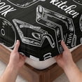 thumbnail image 3 of Full Size Fitted Sheet Set - Black Kitchen Tools 3 Piece Bedding Sets 16" Deep Pocket Fitted Sheet with 2 Pillowcases Modern Cooking Utensil Farmhouse Cookware Brushed Microfiber Luxury Bed Sheets, 3 of 9