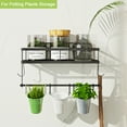 thumbnail image 3 of ESOW Paper Towel Holder with Shelf Storage, Adhesive Wall Mount 2-in-1 Basket Organizer for Kitchen & Bathroom, Durable Metal Wire Design, Stainless Steel 304 Matte Black Finish, 3 of 8