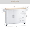 thumbnail image 6 of Hassch Rolling Kitchen Island Cart with Folding Drop Leaf Wood Top, Portable Trolley Island with Large Storage Cabinet, Adjustable Shelf and 3 Drawers, White, 6 of 9