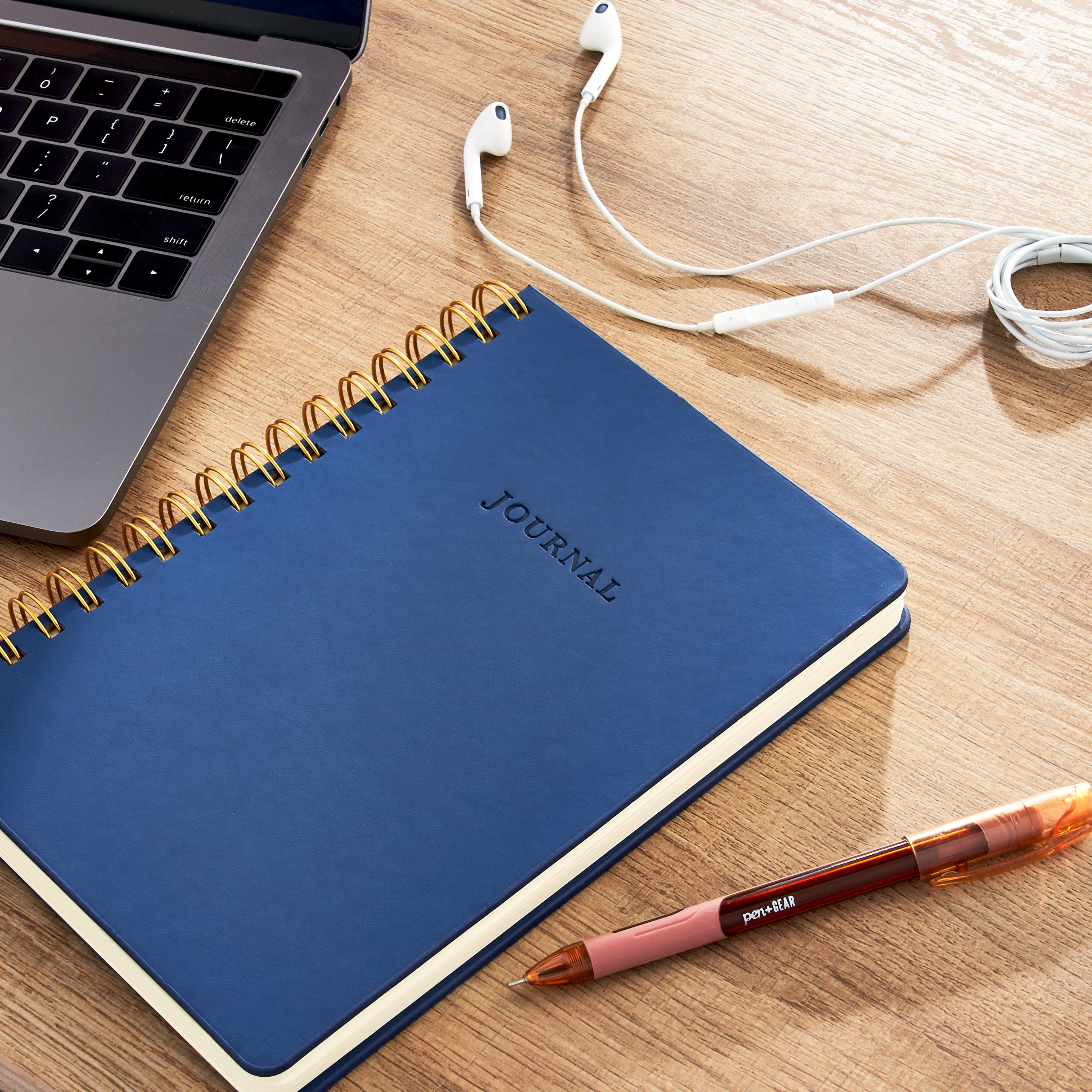 (3 pack) Pen+Gear Navy Hardcover Spiral Journal for All Ages, 240 Ruled Pages