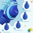 thumbnail image 2 of Mpow Kids Headphones Wireless, Kids Headsets with Microphones & Colorful LED Lights, 74/85/94dB Safe Volume, 90H Playtime, Fast Charging, Over Ear Toddler Headphones for School/Tablet/Airplane,Blue, 2 of 10