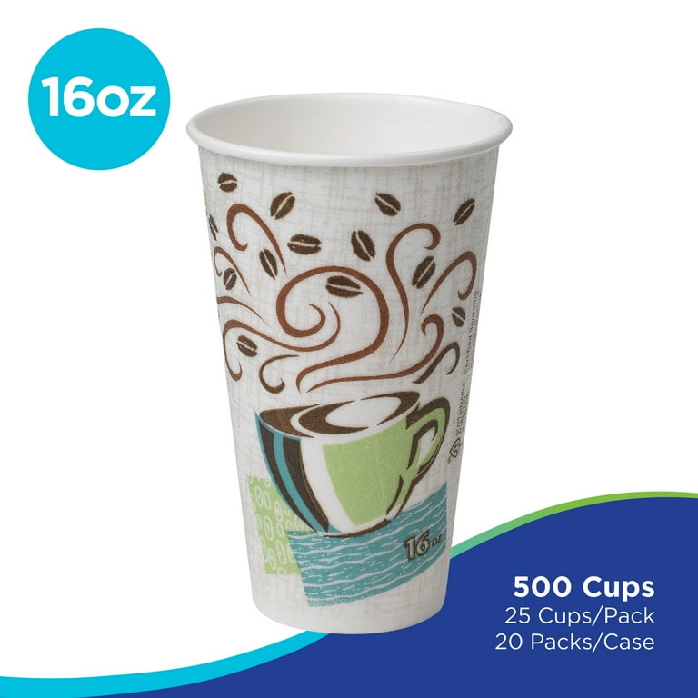 Dixie PerfecTouch 16 oz. Paper Coffee Cups By GP PRO, Coffee Haze Design,  500 Count (25 Disposable Cups Per Sleeve, 20 Sleeves Per Case), Style ...