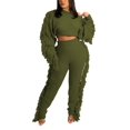 thumbnail image 1 of Gibobby Sudaderas de Forro Polar y Pantalones Conjunto casual de suéter con flecos de manga larga de punto sólido para mujer(Verde,XL), 1 of 5