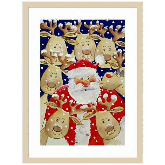 Amanti Art Kiss for Santa Wood Framed Wall Art Print