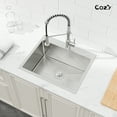 thumbnail image 3 of Stainless Steel Single Bowl Kitchen Sink 23x19 inch, 1-Piece Overmount Brushed with US Drain & Hook, SS-BR02D-231908, 3 of 11