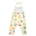 thumbnail image 3 of Girls' Jumpsuits Rompers Summer Casual Sleeveless Rompers With Pockets Spaghetti Strap Romper Sandcastles and Crabs Pattern 4T, 3 of 7