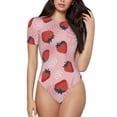 thumbnail image 1 of Balery Strawberries Body de cuello redondo de manga corta para mujer Tops de manga corta Tops básicos-XX-Large, 1 of 7