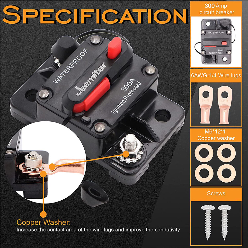30A 40A 50A 60A 70A 80A 100A 120A 150A 200A 250A 300A AMP Circuit Breaker Fuse Reset 12\-48V DC Car Boat Auto Waterproof 2020 100A