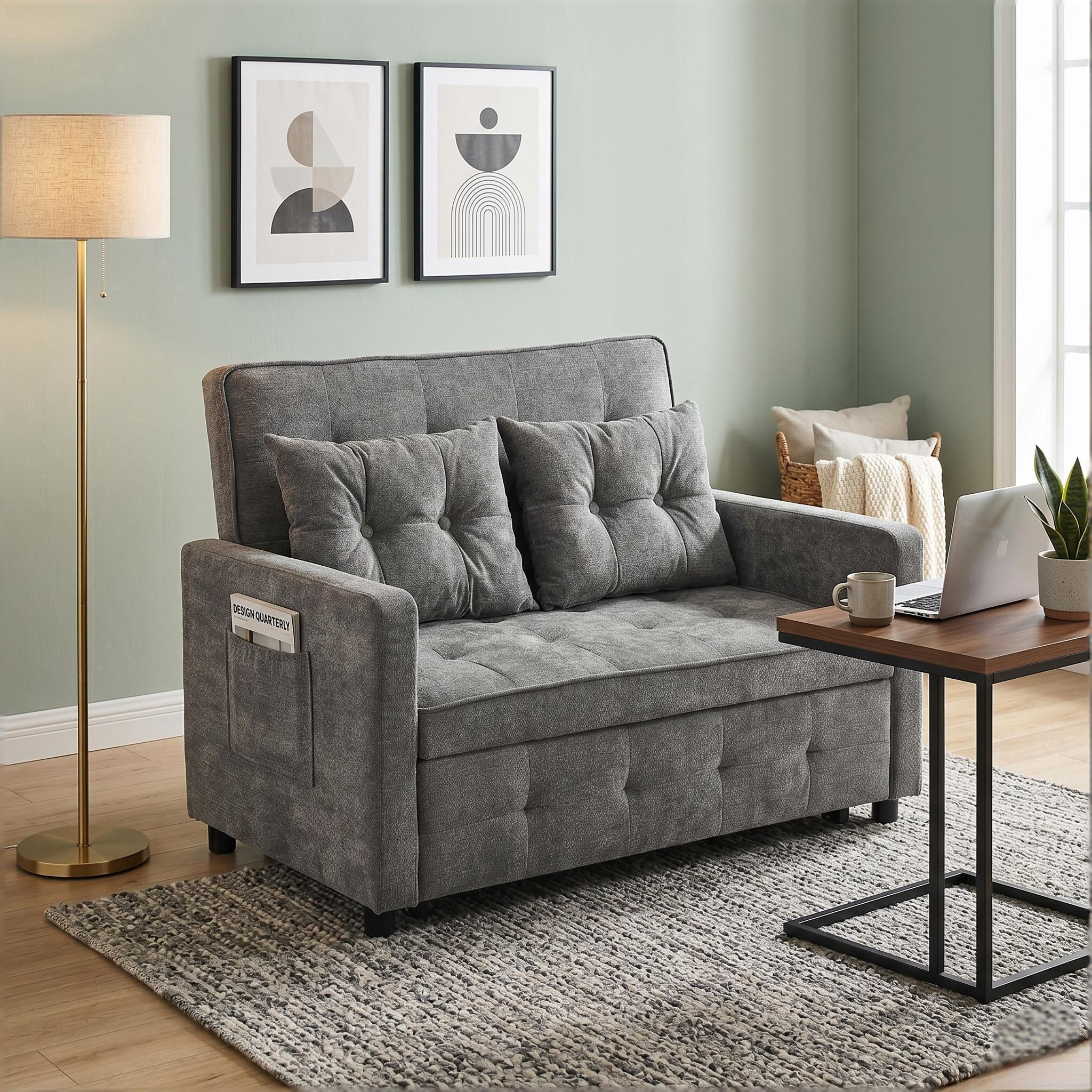 Howcool 3-in-1 Sleeper Chair Convertible Pull Out Bed Adjustable Armchair Sofa Bed with USB & Side Pocket