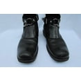 thumbnail image 4 of Black Unisex Chains Boots Pair Leather Straps Silver Metal Skulls, 4 of 7